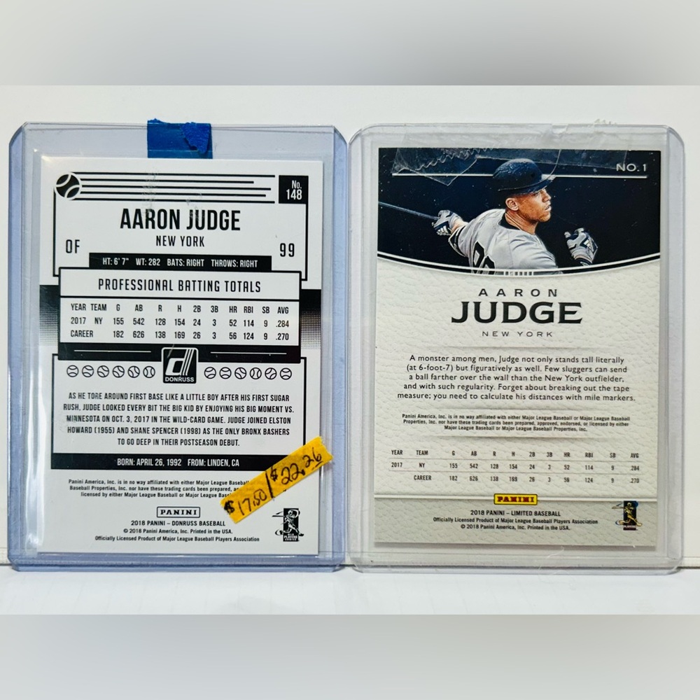 2- AARON JUDGE 2018 PANINI REFRACTOR CARD & LIMITED LOT !! 1 Beautiful & Clean.. - Picture 5 of 5